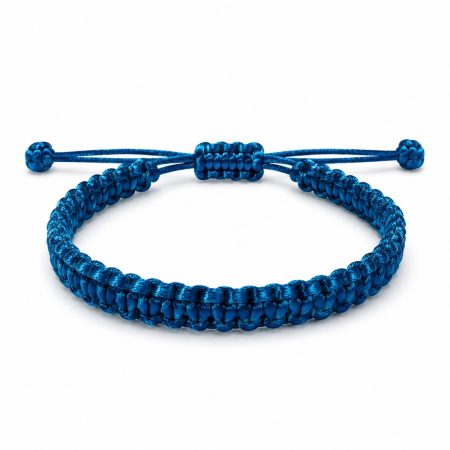 Bratara handmade delicata, impletita manual din snur moale satinat albastru