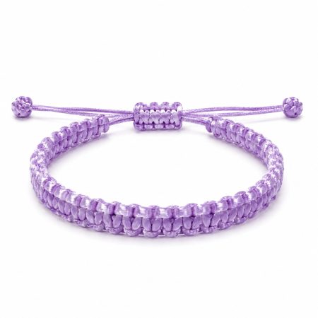Bratara handmade, impletita manual din snur satinat lila