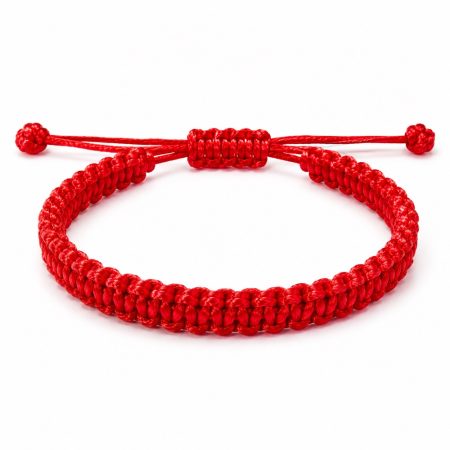 Bratara handmade realizata din snur moale satinat rosu