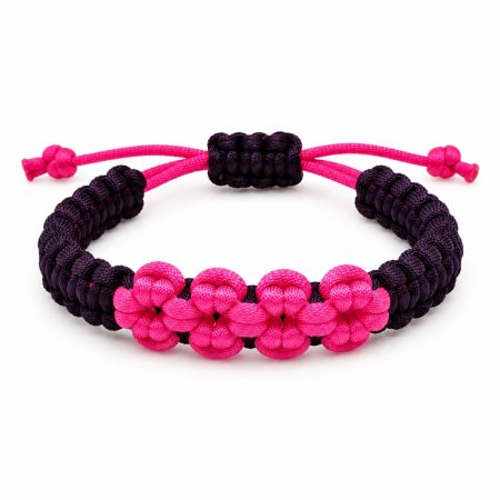 bratara handmade, bratara florala, bratara roz si mov, bratara reglabila, accesorii handmade femei, bijuterii handmade, bratara boho chic, cadou pentru femei, bratara cu flori, accesorii feminine elegante, handmade Romania, bratara unicat, bratara colorata, cadou special pentru ea