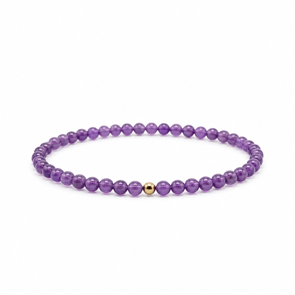 Bratara handmade, realizata manual cu snur elastic si bile Ametist naturale
